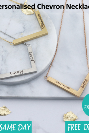 Personalised Engraved triangle Jewellery Necklace