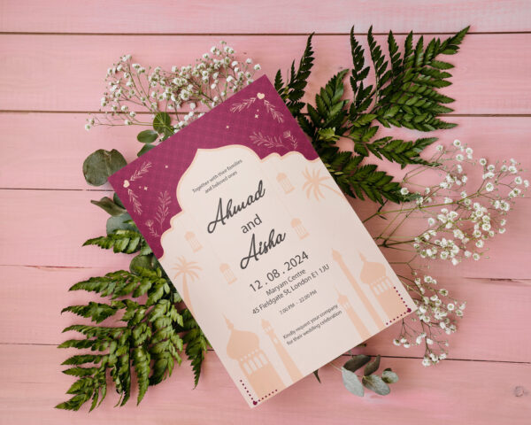 Islamic Wedding Invitation Invitation, Royal Green Gold, Muslim Wedding Invitation, Nikkah Invitation, Minimalist Muslim Wedding Invitation.