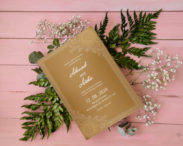 Islamic Wedding Invitation Invitation, Royal Green Gold, Muslim Wedding Invitation, Nikkah Invitation, Minimalist Muslim Wedding Invitation.