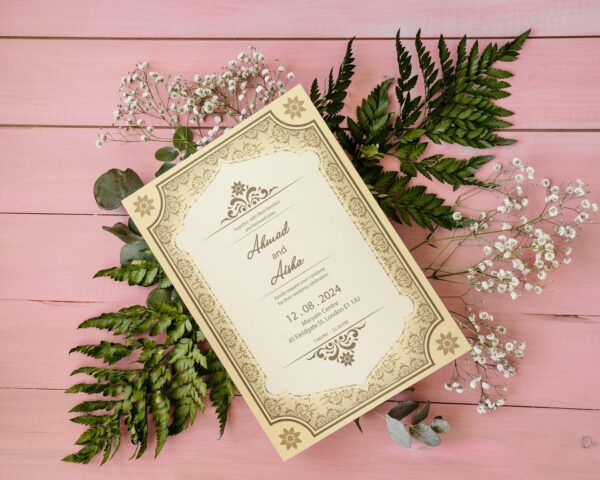 Islamic Wedding Invitation Invitation, Royal Green Gold, Muslim Wedding Invitation, Nikkah Invitation, Minimalist Muslim Wedding Invitation.
