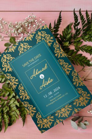 Islamic Wedding Invitation Invitation, Royal Green Gold, Muslim Wedding Invitation, Nikkah Invitation, Minimalist Muslim Wedding Invitation.