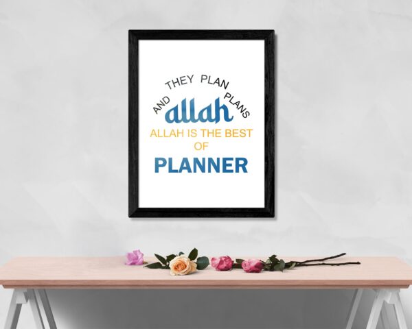 They Plan And ALLAH Plans | Modern Islamic Photo Frame, Printable Canvas, Abstract Arabic Calligraphy, Islamic Prints, Islamic Wall Decor.