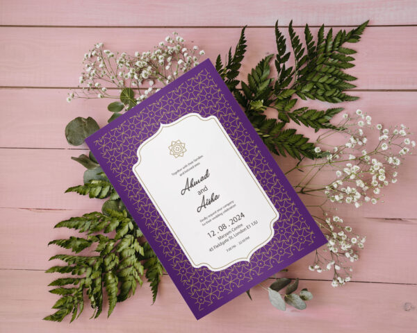 Islamic Wedding Invitation Invitation, Royal Green Gold, Muslim Wedding Invitation, Nikkah Invitation, Minimalist Muslim Wedding Invitation