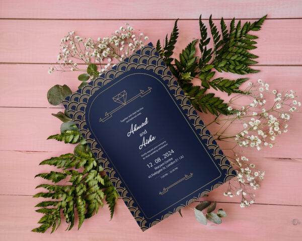 Islamic Wedding Invitation Invitation, Royal Green Gold, Muslim Wedding Invitation, Nikkah Invitation, Minimalist Muslim Wedding Invitation.