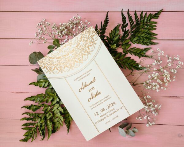 Islamic Wedding Invitation Invitation, Royal Green Gold, Muslim Wedding Invitation, Nikkah Invitation, Minimalist Muslim Wedding Invitation.