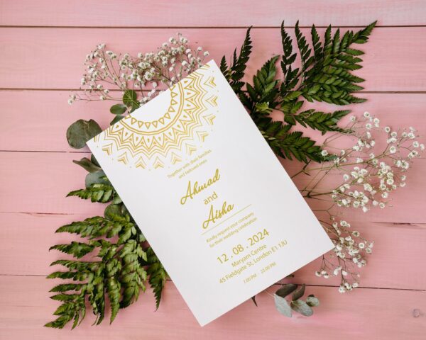 Islamic Wedding Invitation Invitation, Royal Green Gold, Muslim Wedding Invitation, Nikkah Invitation, Minimalist Muslim Wedding Invitation.
