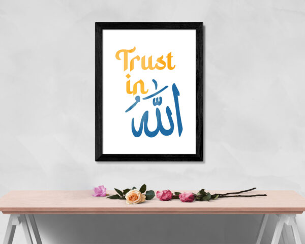 Trust in Allah | Modern Islamic Photo Frame, Printable Canvas, Abstract Arabic Calligraphy, Islamic Prints, Islamic Wall Decor